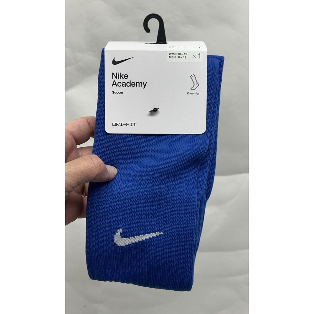 NIKE ACADEMY Blue Knee High Soccer Cushioned Sock LARGE W 10-13 M 8-12 NWT(C7)